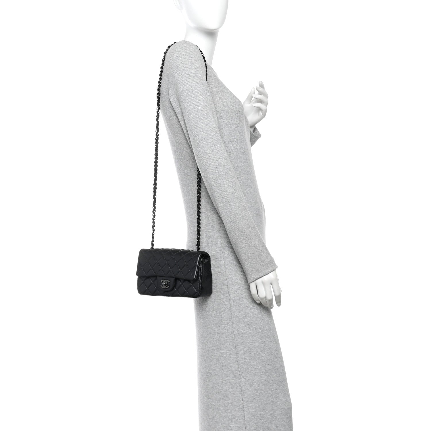 Lambskin Quilted Mini Rectangular Flap So Black