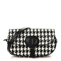 Box Calfskin Houndstooth Quilted East West Bobby Bag Black White
