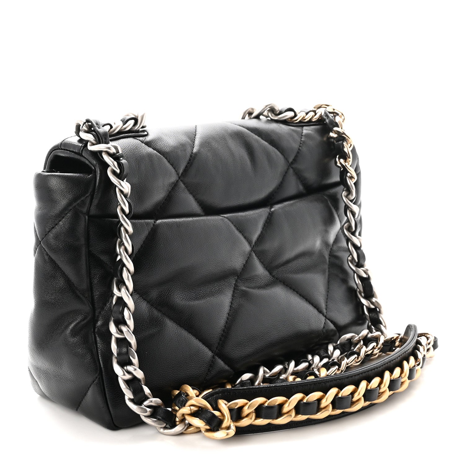 Lambskin Quilted Medium Chanel 19 Flap Black