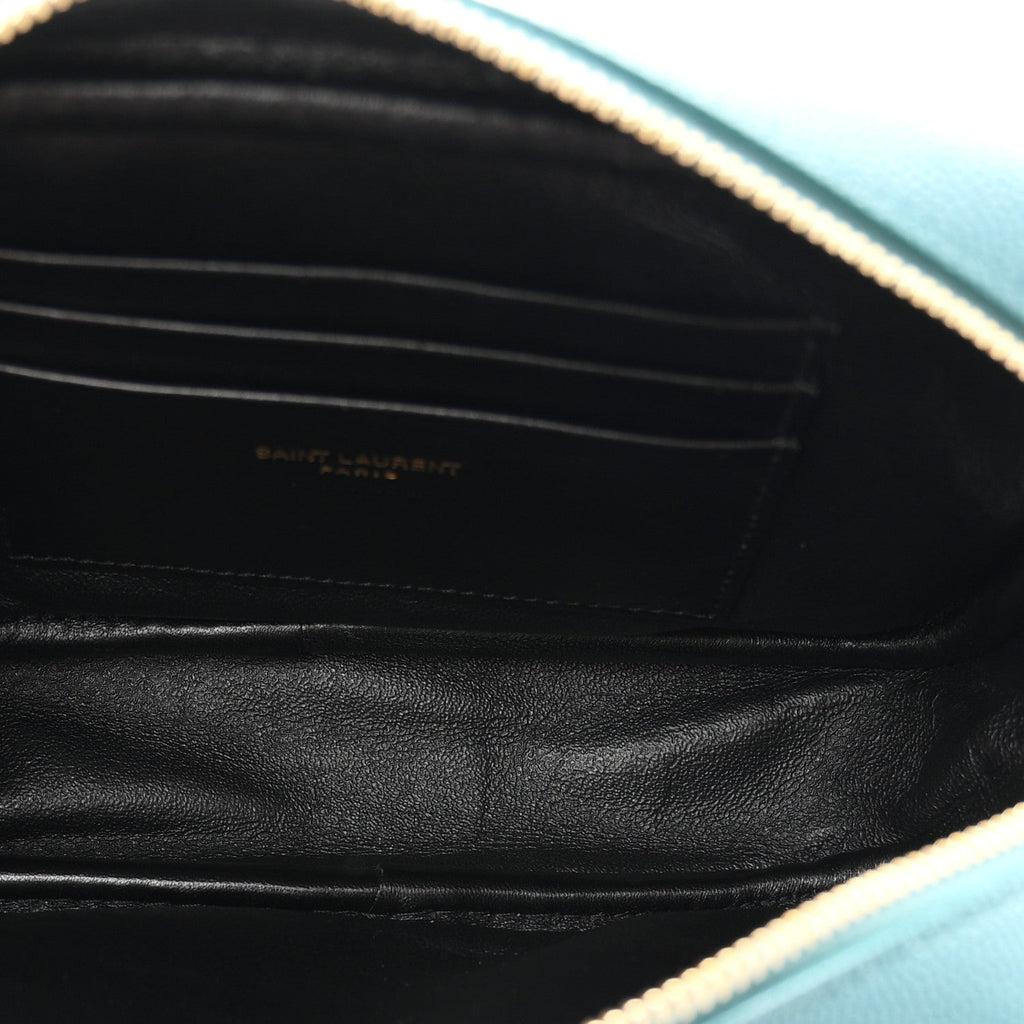 Grain De Poudre Matelasse Monogram Mini Lou Camera Bag Blue Vert