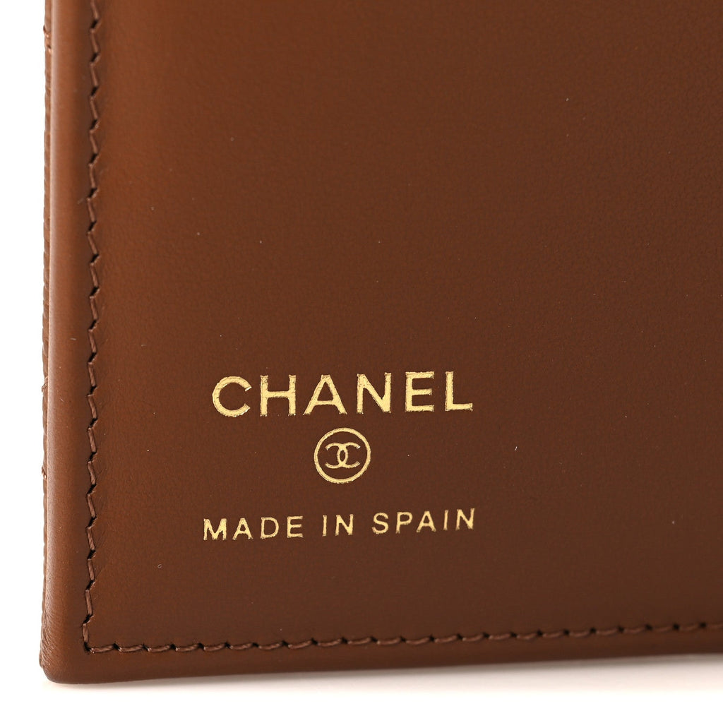 Caviar Quilted Passport Holder Camel