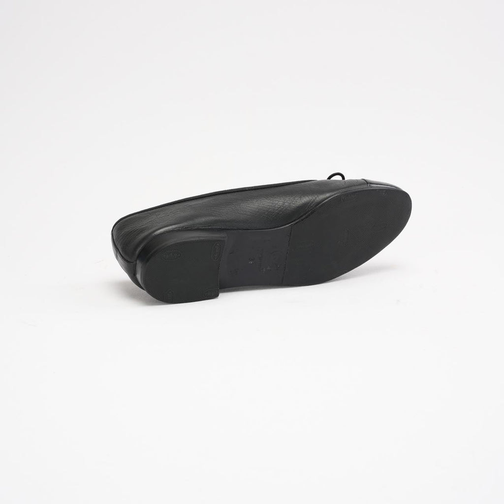 Chanel Black Patent CC Cap Toe Bow Ballet Flats Size 38