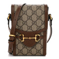 GG Supreme Monogram Mini Horsebit 1955 Crossbody Bag Beige Brown Sugar