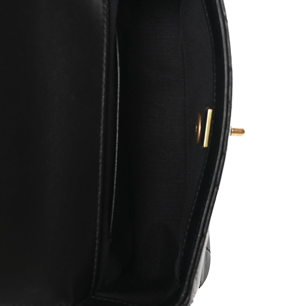 Lambskin Quilted Bijoux Chain Mini Top Handle Flap Black