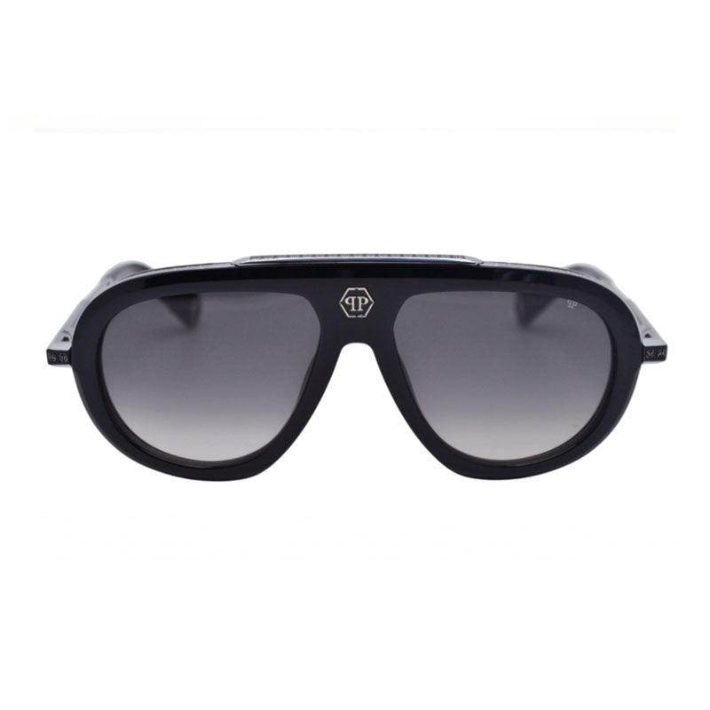 Philipp Plein Sunglasses Aviator Full Rim, Black Frame and Grey Gradient Lens SPP151V700Y