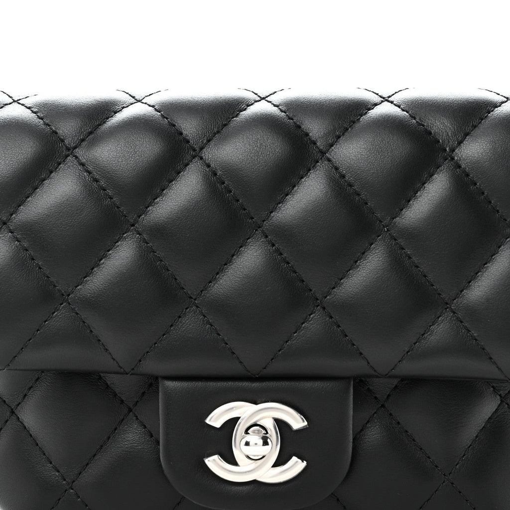 Calfskin Quilted CC Uniform Flap Belt Bag Black