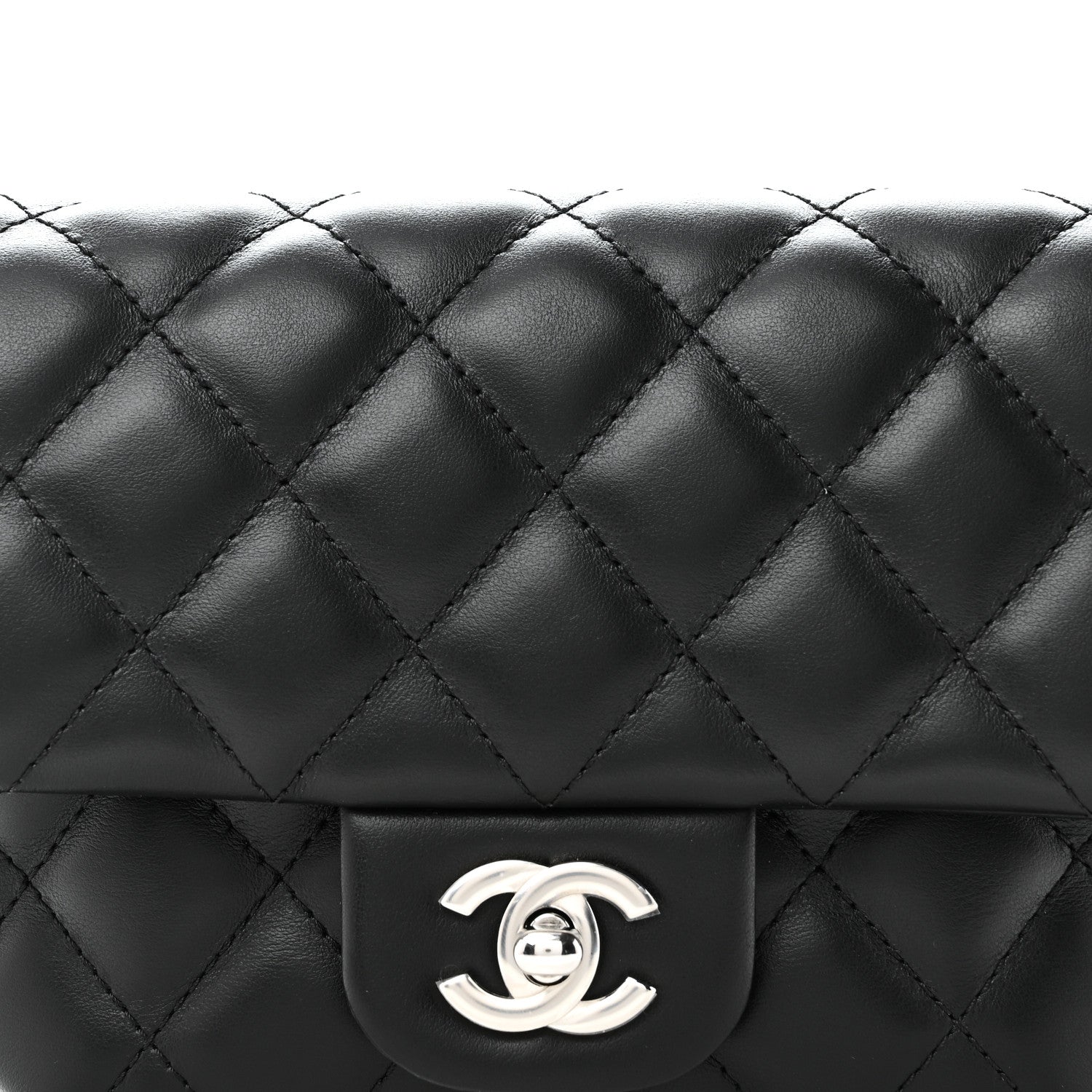 Calfskin Quilted CC Uniform Flap Belt Bag Black