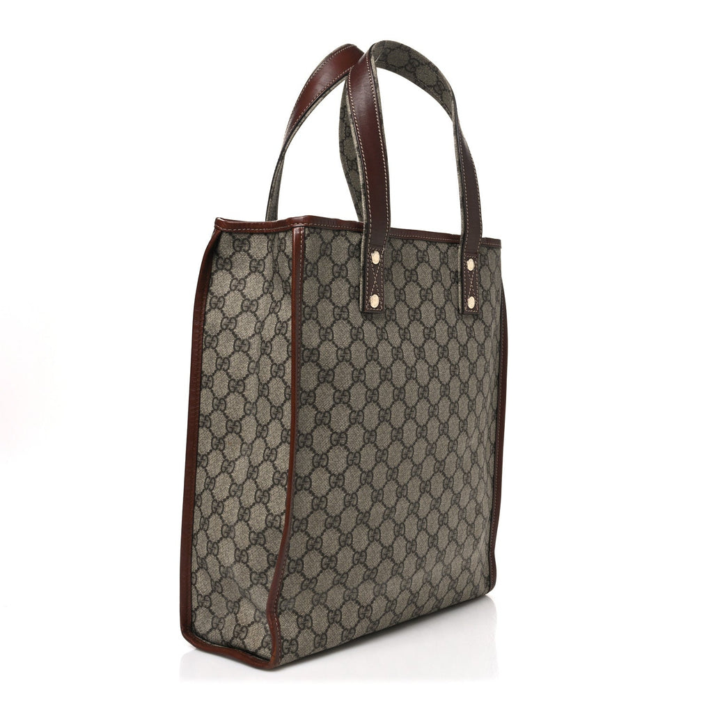 GG Plus Monogram Small Signature Web Loop Vertical Tote Light Brown
