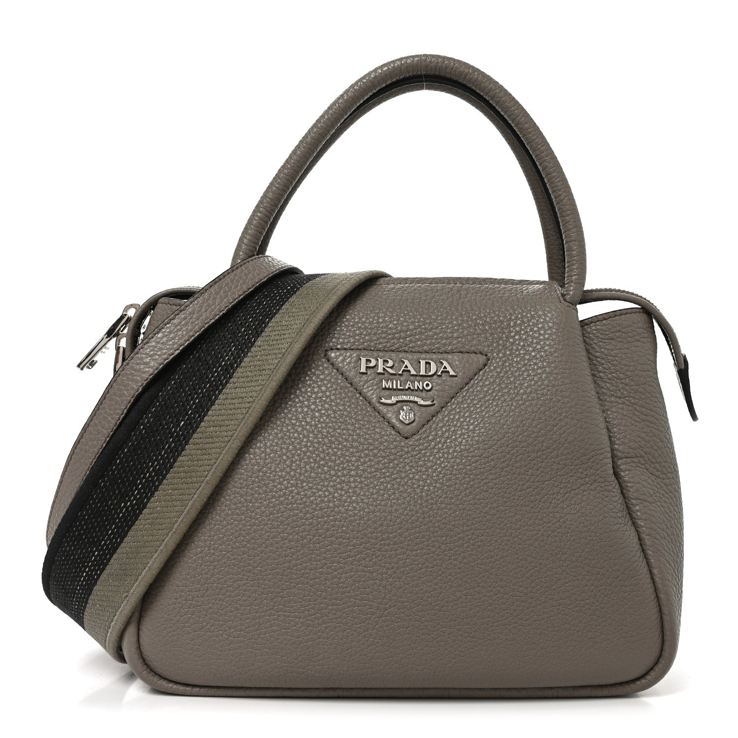 Vitello Daino Soft Small Zippered Top Handle Bag Argilla