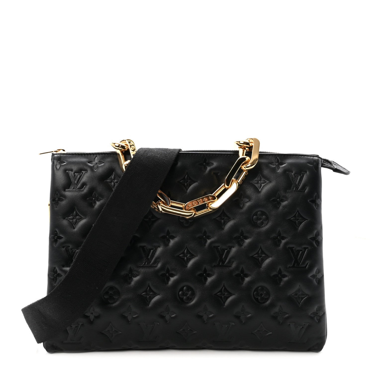 Lambskin Embossed Monogram Coussin MM Black