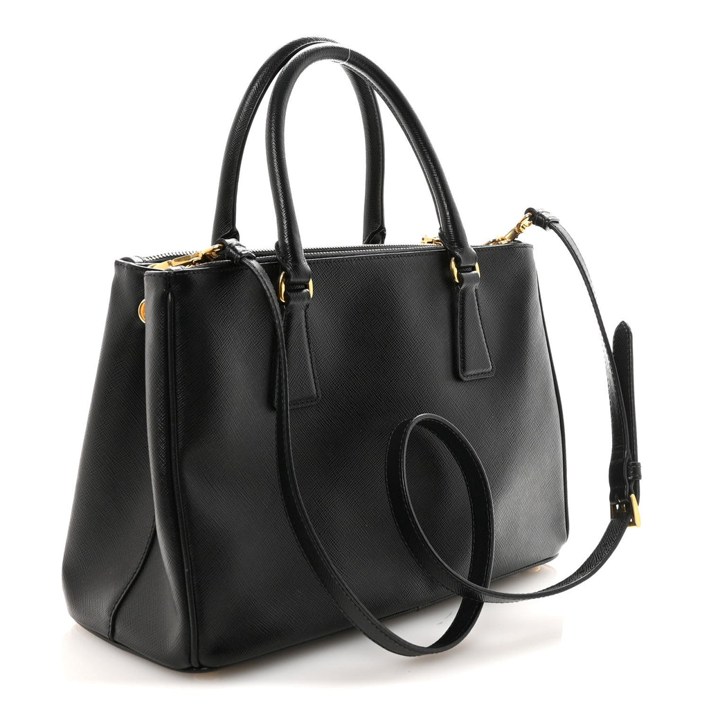 Saffiano Small Galleria Double Zip Tote Black