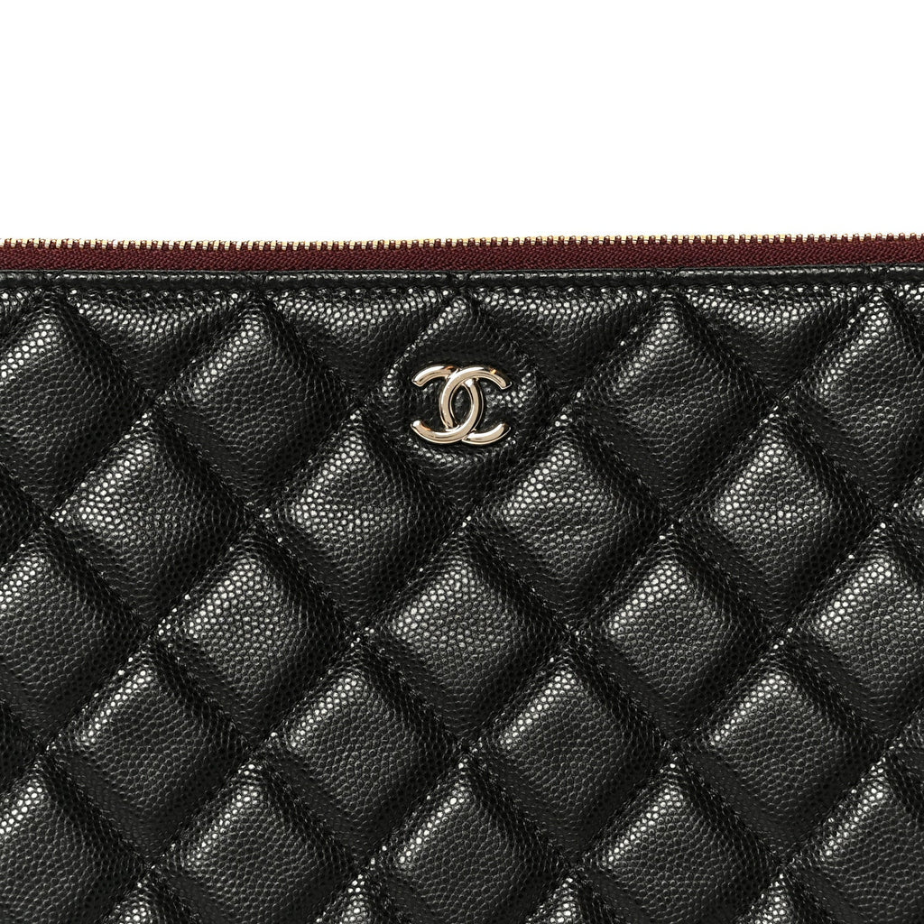 Caviar Quilted Large Cosmetic Case Black