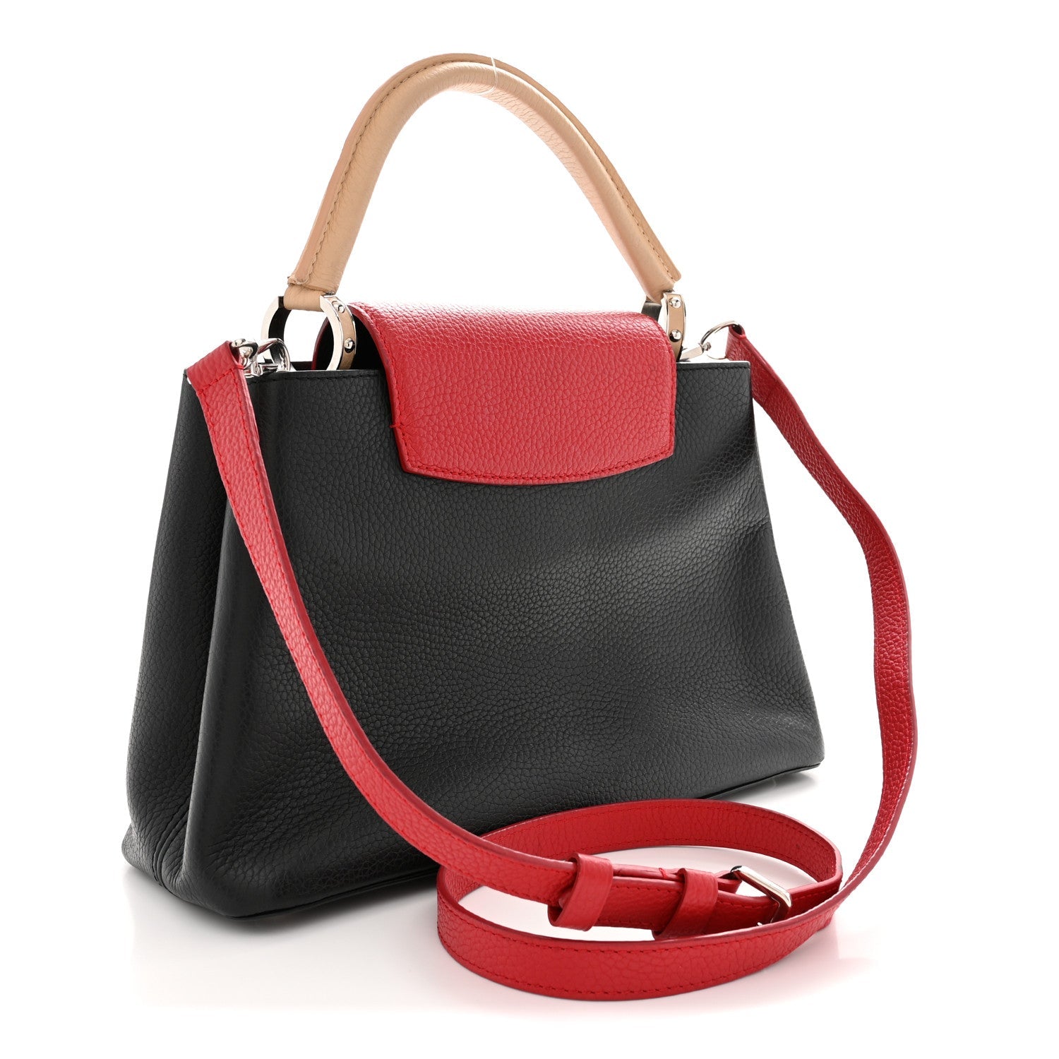 Taurillon Capucines MM Black Beige Red