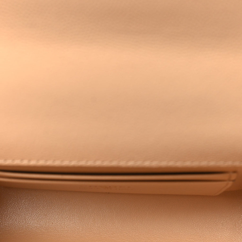 Caviar Quilted Coco Handle Clutch With Chain Beige