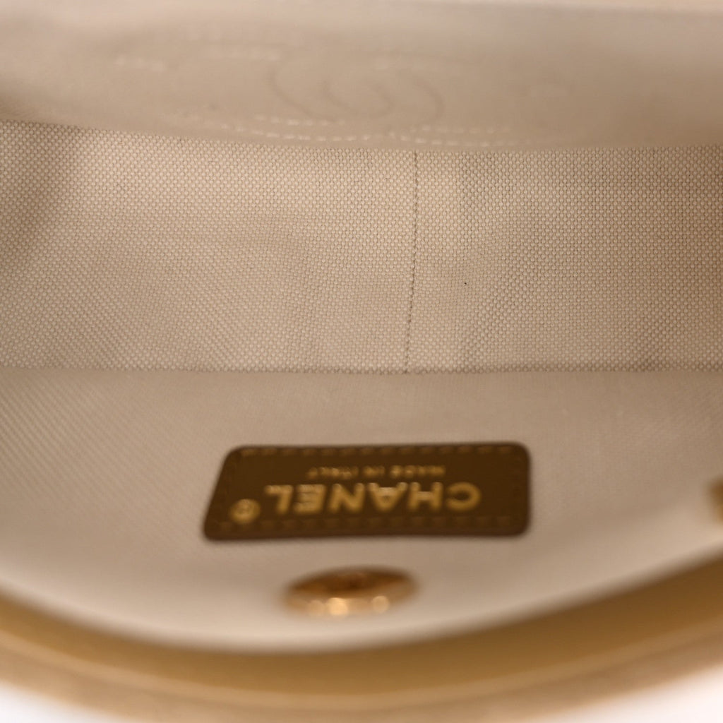 Suede Calfskin Quilted Eyes On You Flap Dark Beige