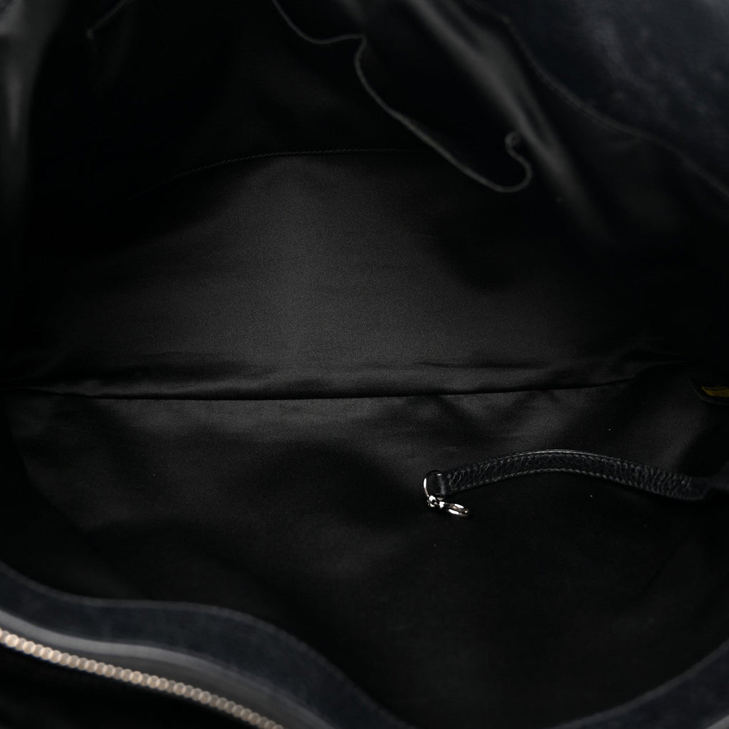 Glazed Calfskin Large On The Road Tote Black