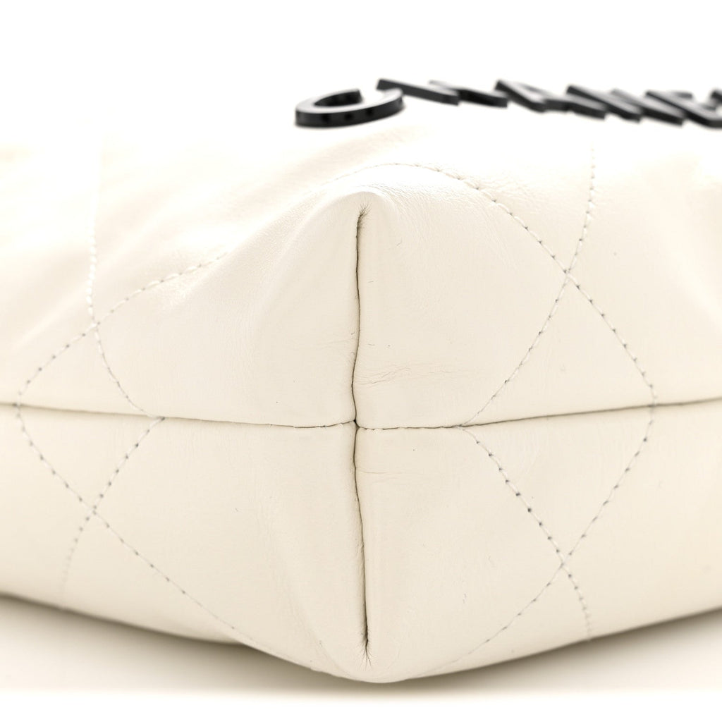Shiny Calfskin Quilted Mini Chanel 22 White Black