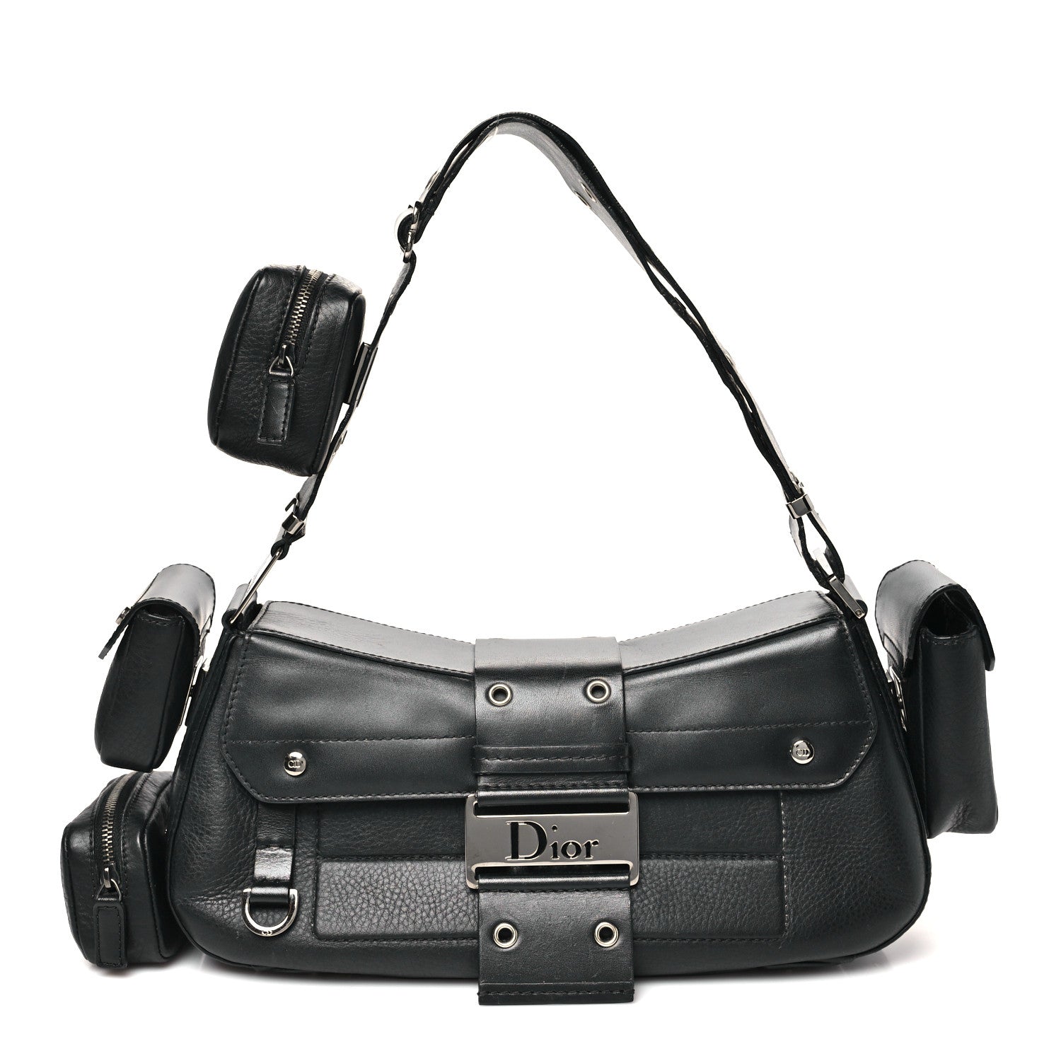 Canvas Calfskin Monogram Street Chic Columbus Ave Shoulder Bag Black