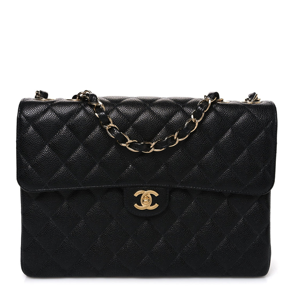 Caviar Jumbo Single Flap Black