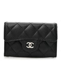 Caviar Quilted Flap Card Holder Black