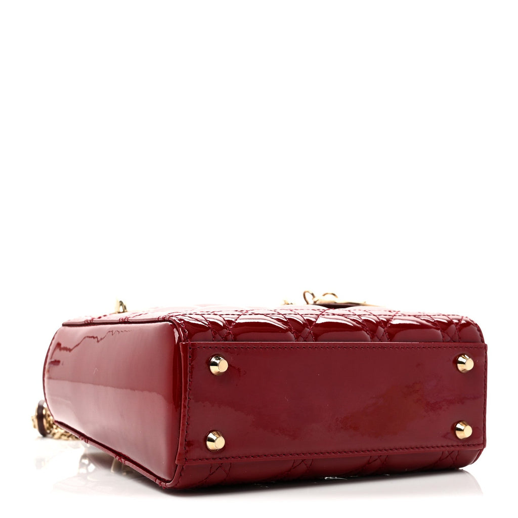Patent Cannage Mini Lady Dior Red