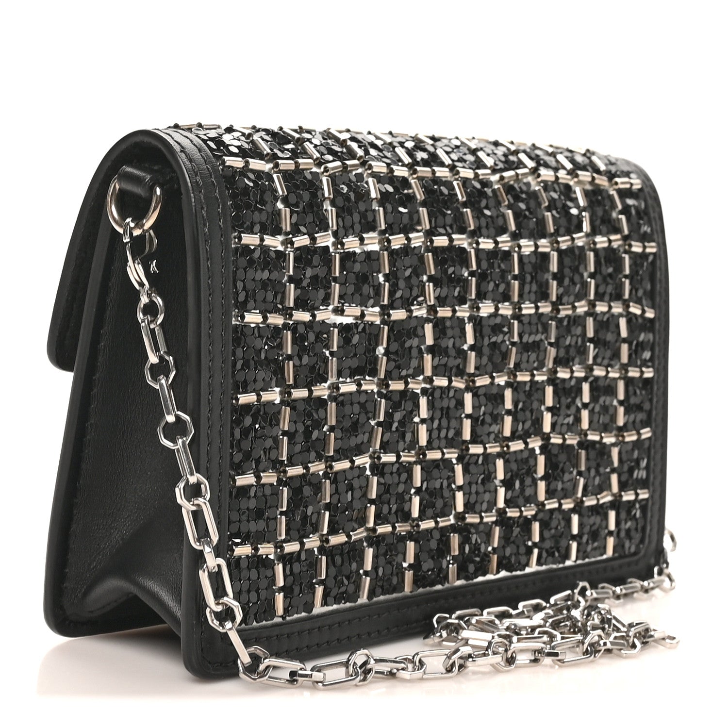 Tweed Sequin Dauphine Minaudiere Black