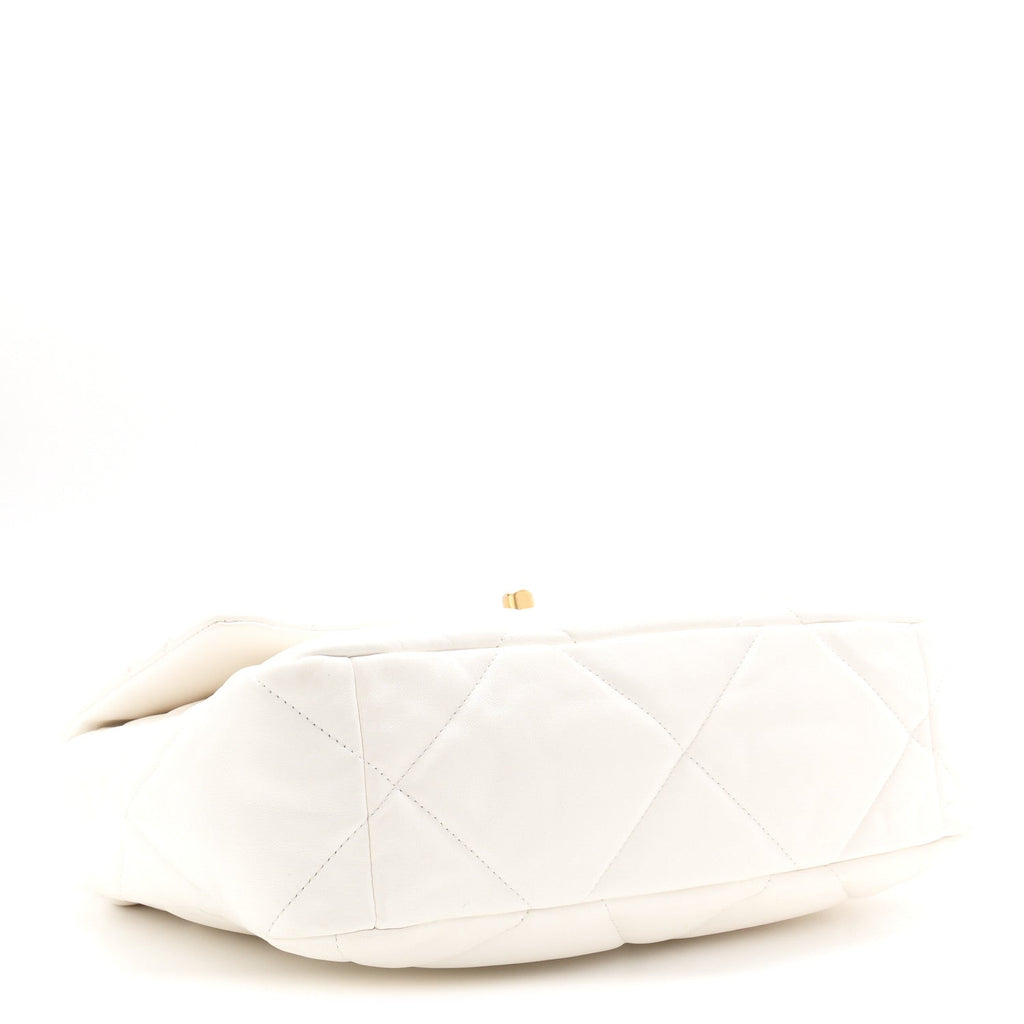 Lambskin Quilted Large Chanel 19 Flap White