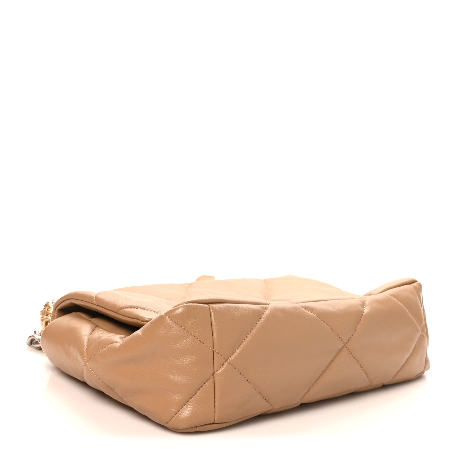 Lambskin Quilted Large Chanel 19 Flap Beige