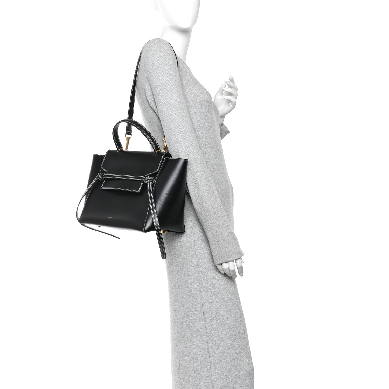 Smooth Calfskin Double Stitching Mini Belt Bag Black