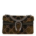 Velvet Moon Calfskin Crystal GG Monogram Small Dionysus Shoulder Bag Dark Olive Rose Gold