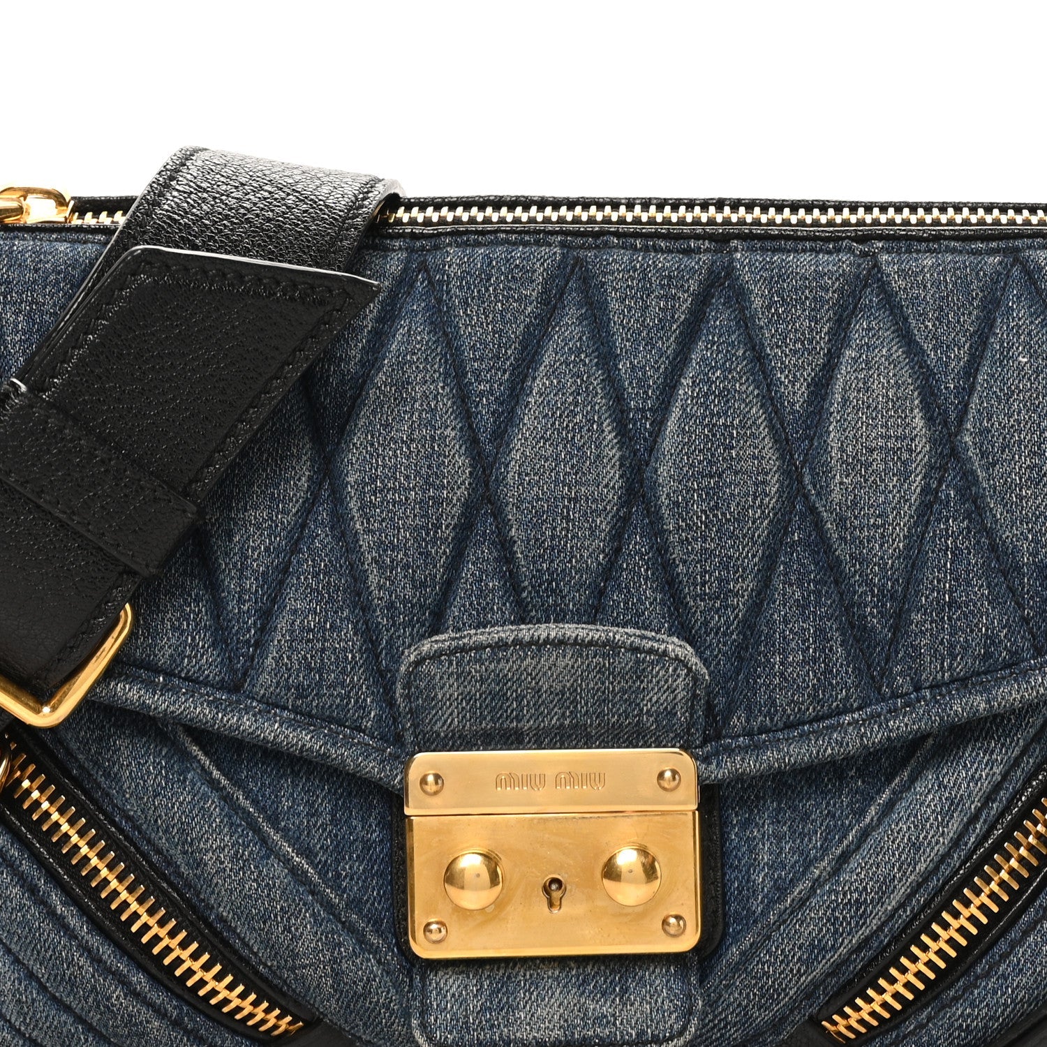 Denim Matelasse Biker Shoulder Bag Avio