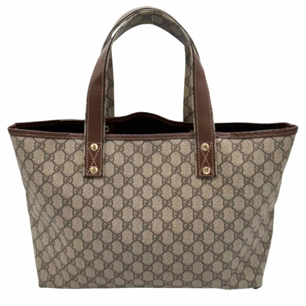 GUCCI Plus Monogram Medium Signature Web Loop Tote Brown
