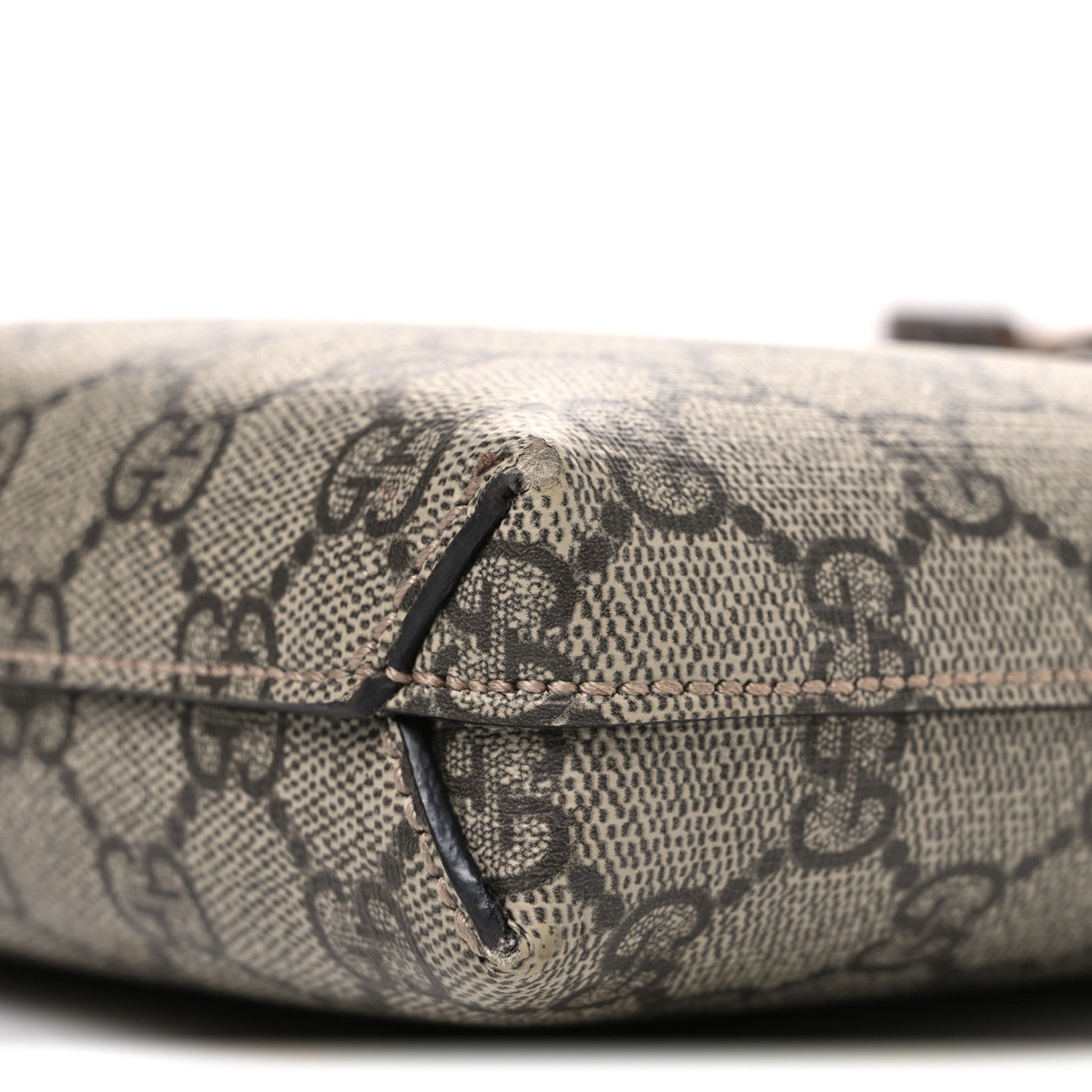 GG Supreme Monogram Azalea Calfskin Retro Interlocking G Wristlet Messenger Bag Beige Ebony Brown Sugar