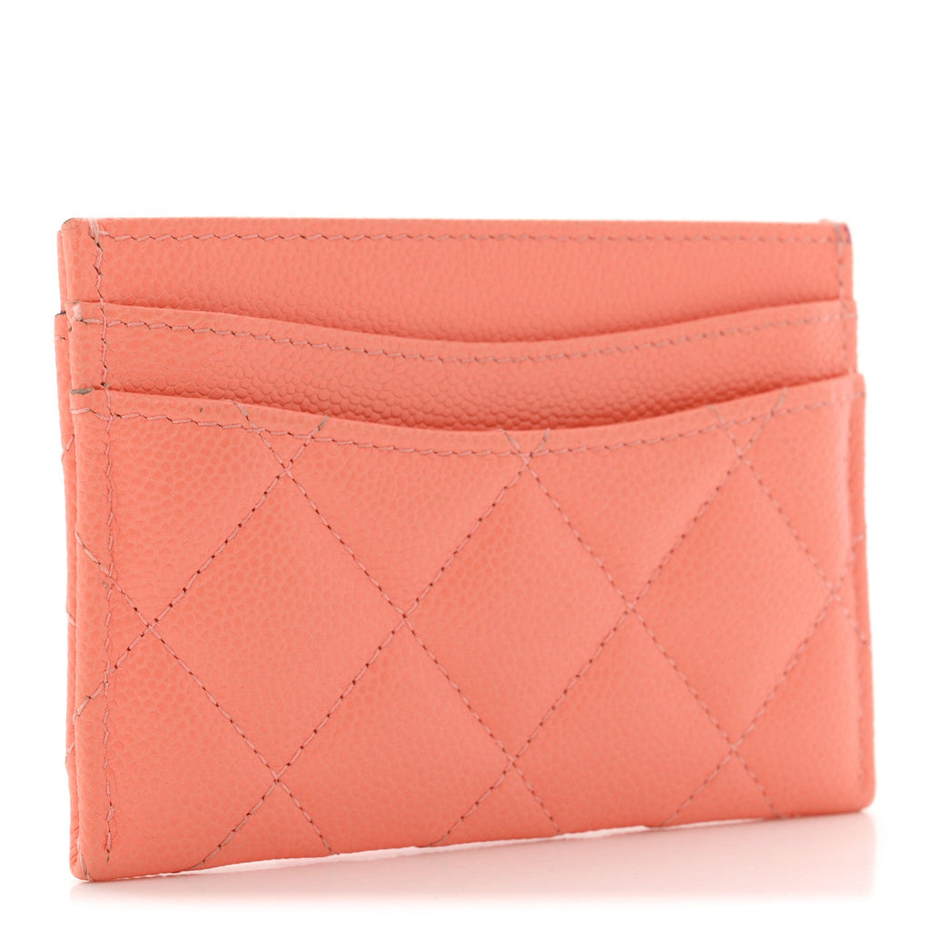 Caviar Quilted Card Holder Orange