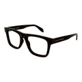 Alexander McQueen Eyeglasses Square Full Rim, Havana Frame and Clear Demo Lens Lens AM0357O002