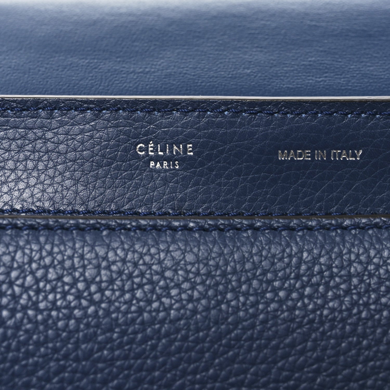 Drummed Calfskin Suede Medium Trapeze Navy Blue