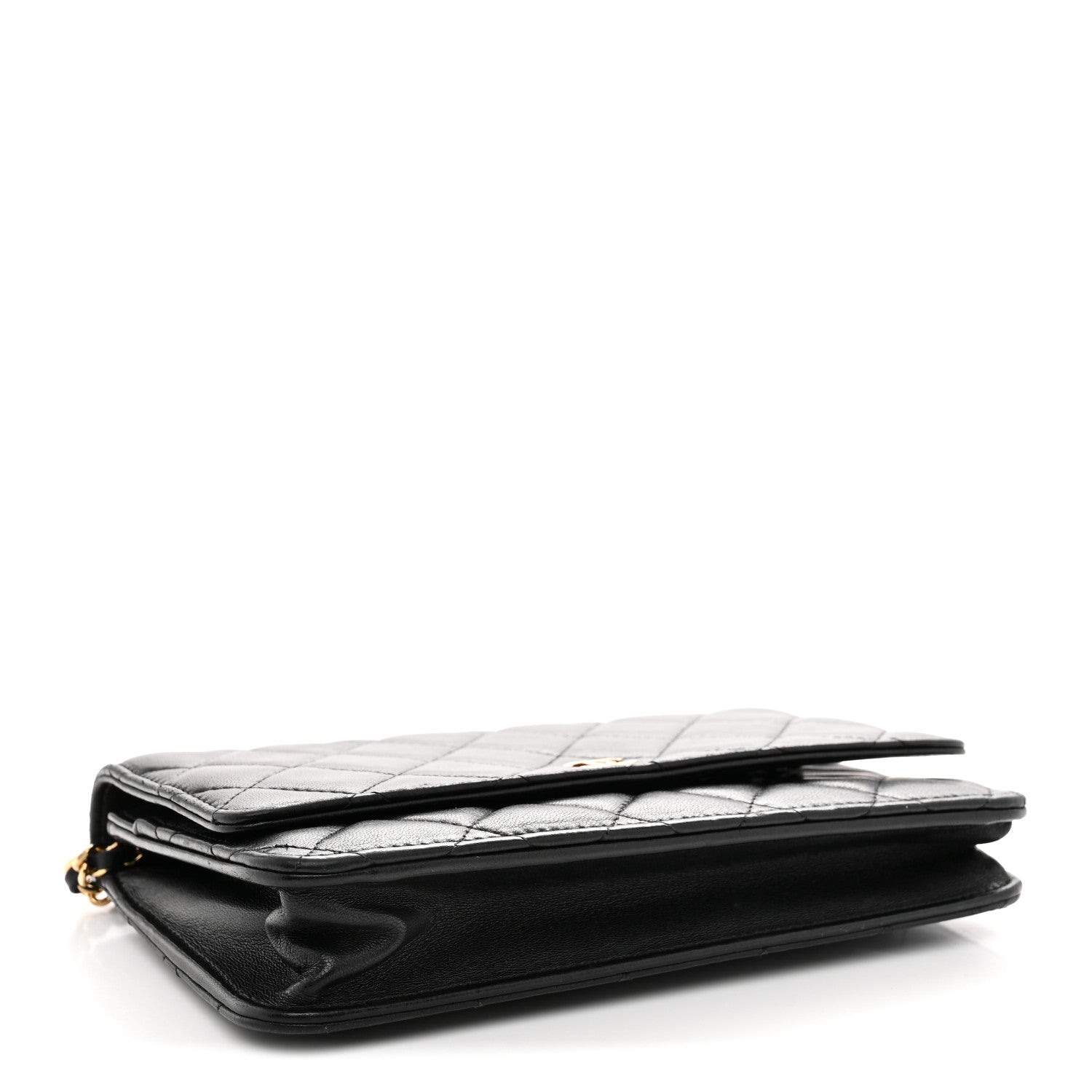Lambskin Quilted Wallet On Chain WOC Black