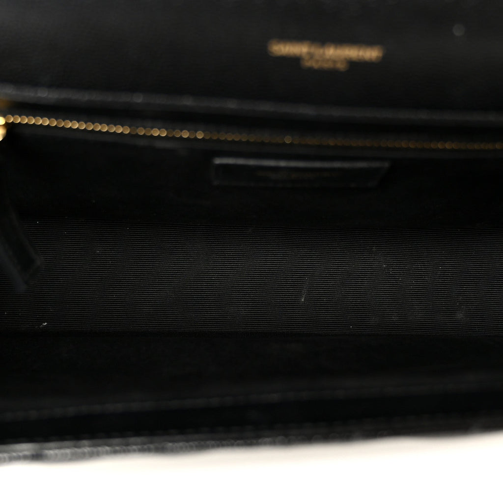 Grain De Poudre Matelasse Chevron Large Monogram Satchel Black