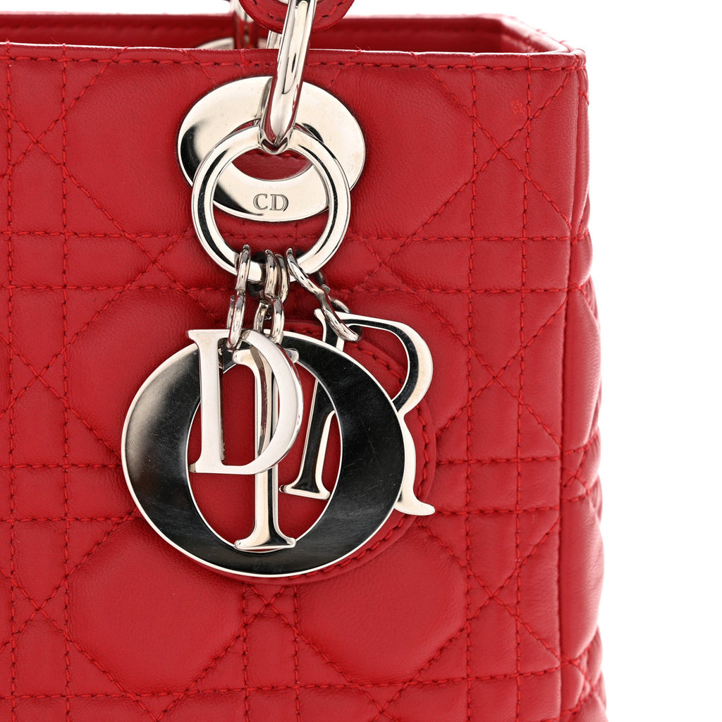 Lambskin Cannage Medium Lady Dior Red