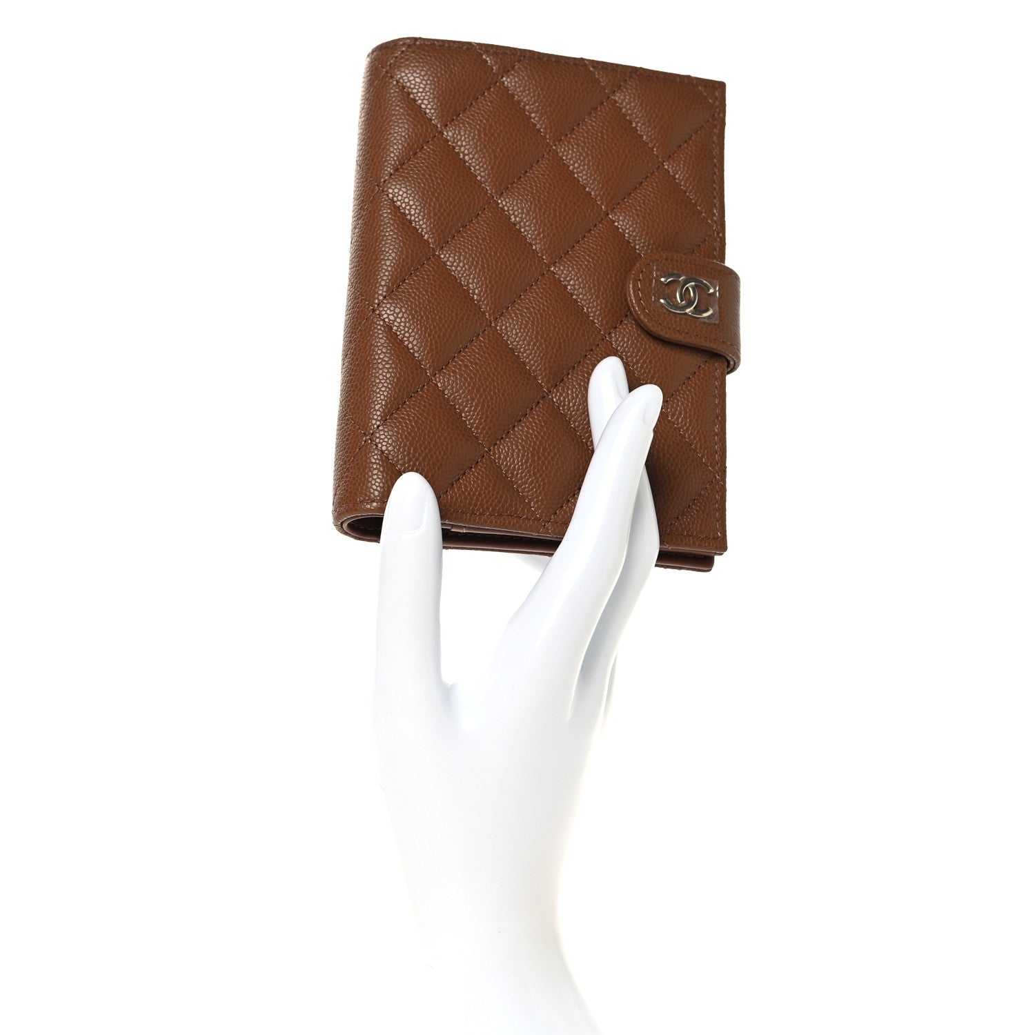Caviar Quilted Passport Holder Camel