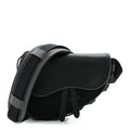 X SACAI Grained Calfskin Technical Fabric Mens Saddle Bag Black