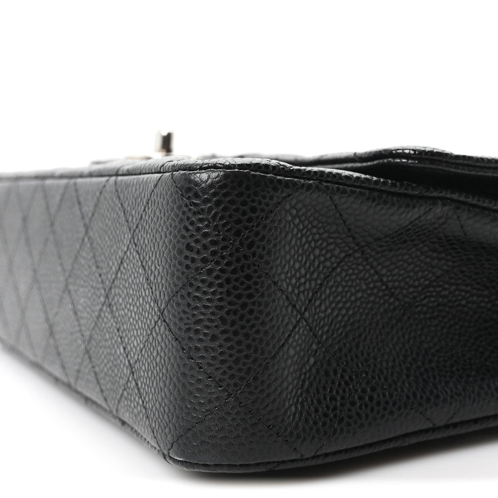 Caviar Quilted Medium Double Flap Black