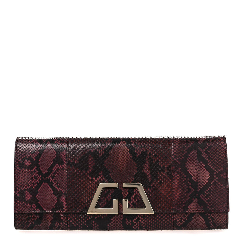 Snakeskin G Night Clutch Burgundy Black