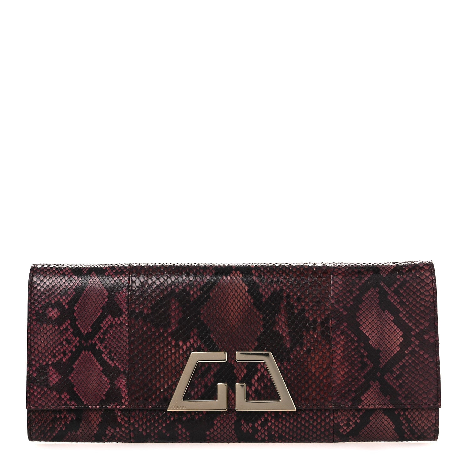 Snakeskin G Night Clutch Burgundy Black