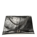 Metallic Crushed Calfskin Large Crush Chain Bag Steel Grey