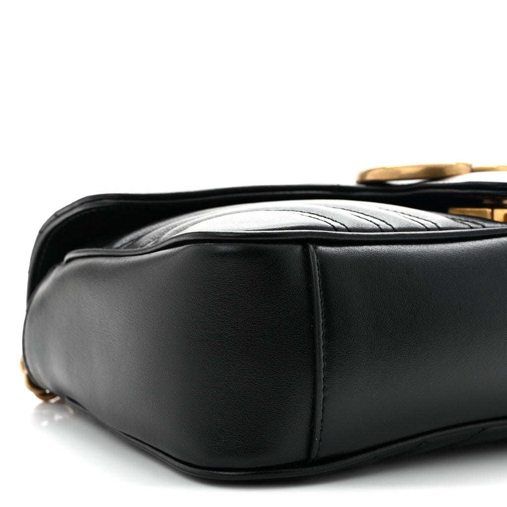 Calfskin Matelasse Small GG Marmont Shoulder Bag Black