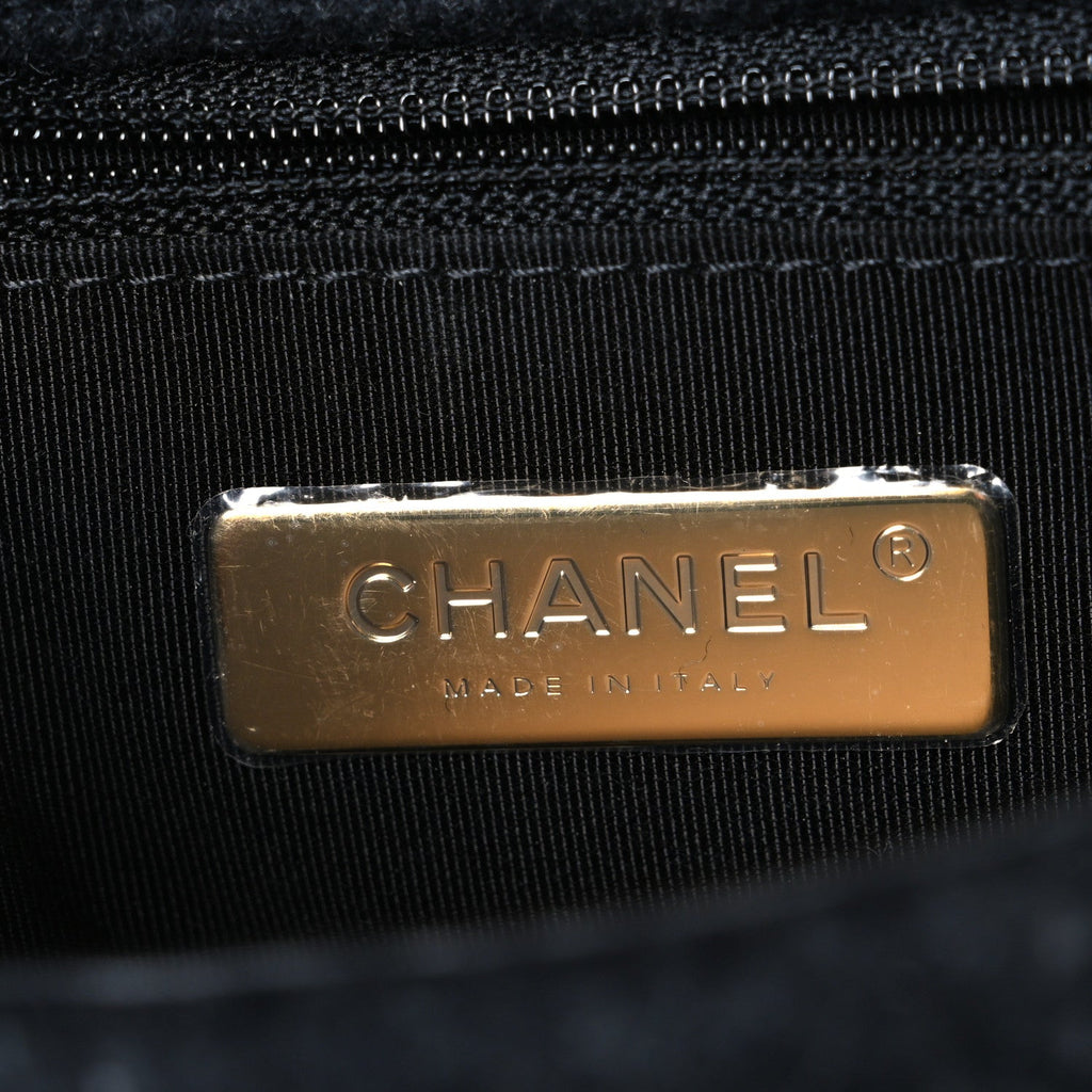 Wool Quilted Medium Chanel 19 Flap Black Grey