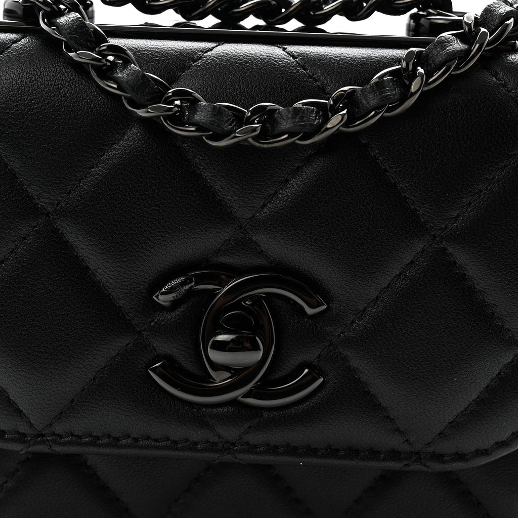 Lambskin Quilted Mini Trendy CC Chain Wallet So Black