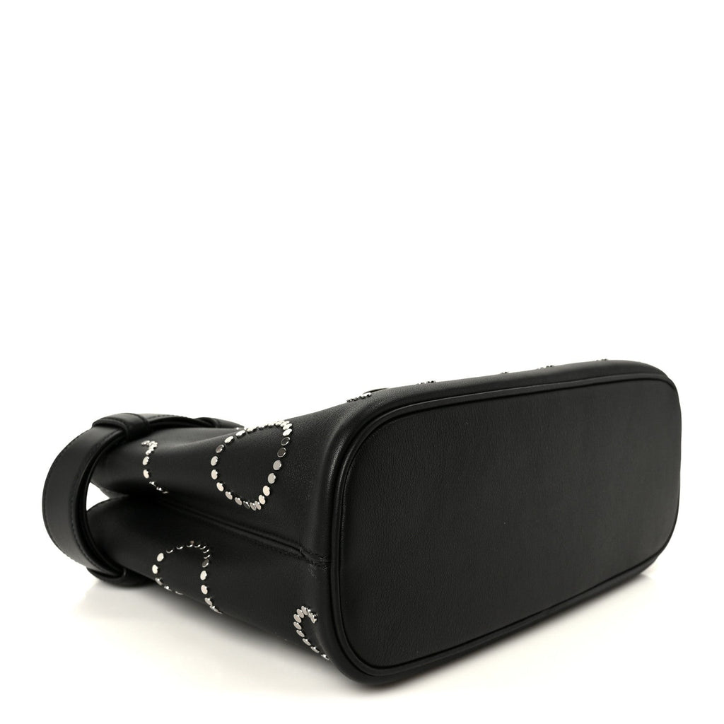 Soft Grain Calfskin Studded Large Buckle Bag With Belt Black