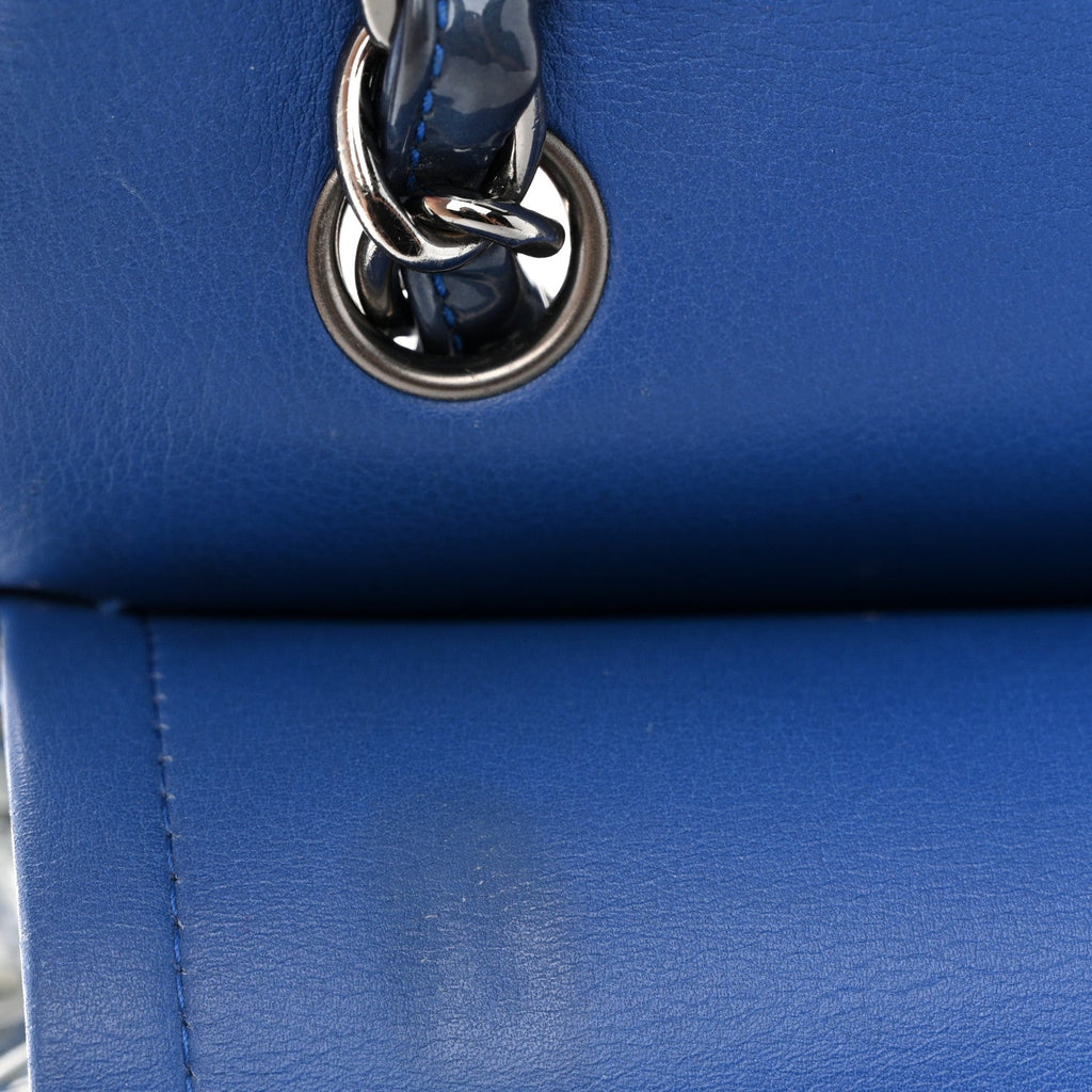 Patent Quilted Jumbo Double Flap Blue